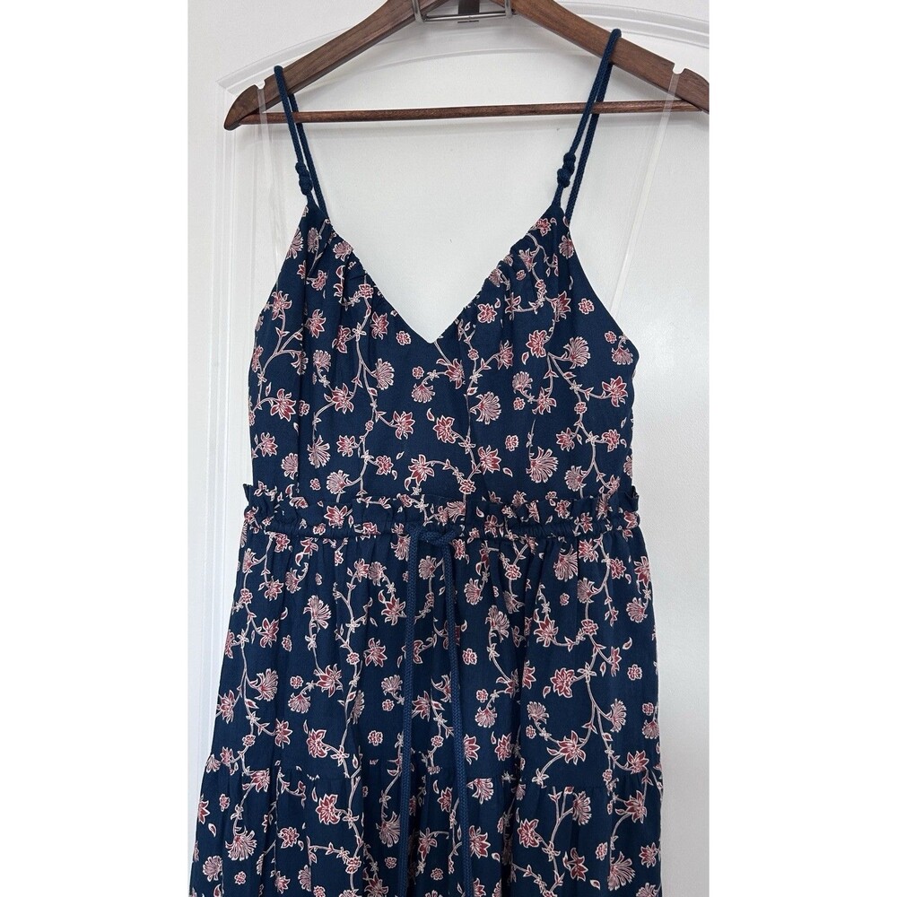 Future Collective Maxi Dress Medium Navy Floral Tie Waist Strappy Summer Boho - Picture 4 of 13